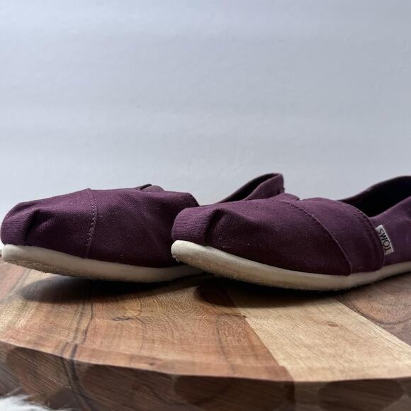 TOMS Shoes Womens Size 7 Burgundy Classic Alpargata Slip On Flats Canvas Comfort - Picture 13 of 14